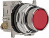 Eaton Cutler-Hammer 30-1/2mm Mount Hole, Flush, Pushbutton Switch with Contact Block Round, Red Pushbutton, Nonilluminated, Momentary (MO), Corrosion Resistant, Oiltight and Watertight 10250T102-51 - 07826167