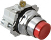 Eaton Cutler-Hammer 30-1/2mm Mount Hole, Extended Straight, Pushbutton Switch with Contact Block Round, Red Pushbutton, Nonilluminated, Momentary (MO), Corrosion Resistant, Oiltight and Watertight 10250T25R - 07826217