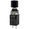 GC/Waldom Electronics 0.315 Inch Mount Hole, Miniature Pushbutton Switch Only Round, Black Pushbutton, Nonilluminated, Momentary (MO), Off-On 35-409 - 06969554