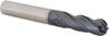 Iscar 3/8" Diam, 1" LOC, 4 Flute Solid Carbide Ball End Mill TiAlN Finish, Single End, 3" OAL, 3/8" Shank Diam, Spiral Flute 5620369 - 67120782