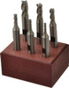 Hertel 1/8 to 3/8", 4 Flute End Mill Set Uncoated, High Speed Steel, Double End, 3/8" Shank Diam HAA80120A - 02477404