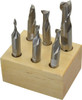 Value Collection 1/8 to 1/2", 2 Flute Square End Mill Set Uncoated, High Speed Steel, Double End, 3/8, 1/2" Shank Diam, Centercutting 320-2226 - 01700012