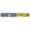 RobbJack 3/4" Diam, Fine Pitch, 1" LOC, 4 Flute Solid Carbide Roughing Square End Mill TiN Finish, 4" OAL, 3/4" Shank Diam, Single End, Centercutting, 30° Helix STR-401-24-T - 01716406