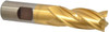 Cleveland 3/4", 1-5/8" LOC, 3/4" Shank Diam, 3-7/8" OAL, 4 Flute, High Speed Steel Square End Mill Single End, TiN Finish, Spiral Flute, 30° Helix, Centercutting, Right Hand Cut, Right Hand Flute, Series HG-4C C41527 - 87380895