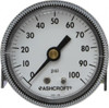 Ashcroft 2" Dial, 1/4 Thread, 0-100 Scale Range, Pressure Gauge Center Back Connection Mount 662876000548 - 56480064