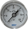 WIKA 1-1/2" Dial, 1/8 Thread, 0-60 Scale Range, Pressure Gauge Center Back Connection Mount, Accurate to 2.5% of Scale 9118101 - 56451511