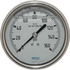 WIKA 4" Dial, 1/4 Thread, 0-160 Scale Range, Pressure Gauge Lower Back Connection Mount, Accurate to 1% of Scale 4209819 - 71254957