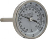 WIKA 2-1/2" Stem, 0 to 250° F Bi-Metal Thermometer Back Connected, 1% Accurate, Stainless Steel 20025A006G2 - 56440258