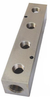 Rapidair Aluminum Pneumatic Compressed Air 3/4" NPT Manifold Blocks - (5) 1/2" Outlets - H-75-50-5