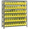 Quantum Storage Systems 1239 Series Economy Shelf Bin Shelving Unit, 12"D x 36"L x 39"H, 7 Shelves, 72 Yellow Bins - 1239-100YL
