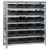 Quantum Storage Systems 1239 Series Economy Shelf Bin Shelving Unit, 12"D x 36"L x 39"H, 7 Shelves, 24 Black Bins - 1239-107BK