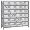Quantum Storage Systems 1239 Series Economy Shelf Bin Shelving Unit, 12"D x 36"L x 39"H, 7 Shelves, 24 Clear Bins - 1239-107CL