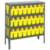 Quantum Storage Systems 1239 Series STORE-MAX Shelf Bin Shelving Unit, 12"D x 36"L x 39"H, 4 Shelves, 24 Yellow Bins - 1239-SB801YL