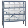 Quantum Storage Systems 1239 Series STORE-MAX Shelf Bin Shelving Unit, 12"D x 36"L x 39"H, 4 Shelves, 12 Clear Bins - 1239-SB807CL