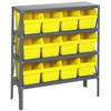 Quantum Storage Systems 1239 Series STORE-MAX Shelf Bin Shelving Unit, 12"D x 36"L x 39"H, 4 Shelves, 12 Yellow Bins - 1239-SB807YL