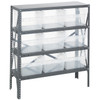 Quantum Storage Systems 1239 Series STORE-MAX Shelf Bin Shelving Unit, 12"D x 36"L x 39"H, 4 Shelves, 9 Clear Bins - 1239-SB809CL