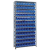 Quantum Storage Systems 1275 Series Economy Shelf Bin Shelving Unit, 12"D x 36"L x 75"H, 13 Shelves, 144 Blue Bins - 1275-100BL