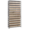 Quantum Storage Systems 1275 Series Economy Shelf Bin Shelving Unit, 12"D x 36"L x 75"H, 13 Shelves, 144 Ivory Bins - 1275-100IV