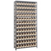 Quantum Storage Systems 1275 Series Economy Shelf Bin Shelving Unit, 12"D x 36"L x 75"H, 13 Shelves, 96 Ivory Bins - 1275-101IV