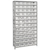 Quantum Storage Systems 1275 Series Economy Shelf Bin Shelving Unit, 12"D x 36"L x 75"H, 13 Shelves, 60 Clear Bins - 1275-102CL
