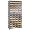 Quantum Storage Systems 1275 Series Economy Shelf Bin Shelving Unit, 12"D x 36"L x 75"H, 13 Shelves, 48 Ivory Bins - 1275-107IV