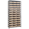 Quantum Storage Systems 1275 Series Economy Shelf Bin Shelving Unit, 12"D x 36"L x 75"H, 13 Shelves, 36 Ivory Bins - 1275-109IV
