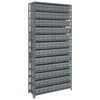 Quantum Storage Systems 1275 Series Shelf Bin Shelving Unit with Super Tuff Drawers, 12"D x 36"L x 75"H, 13 Shelves, 108 Gray Bins - 1275-501GY