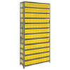 Quantum Storage Systems 1275 Series Shelf Bin Shelving Unit with Super Tuff Drawers, 12"D x 36"L x 75"H, 13 Shelves, 108 Yellow Bins - 1275-501YL