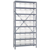 Quantum Storage Systems 1275 Series STORE-MAX Shelf Bin Shelving Unit, 12"D x 36"L x 75"H, 8 Shelves, 28 Clear Bins - 1275-SB807CL