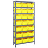 Quantum Storage Systems 1275 Series STORE-MAX Shelf Bin Shelving Unit, 12"D x 36"L x 75"H, 8 Shelves, 21 Yellow Bins - 1275-SB809YL