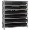 Quantum Storage Systems 1839 Series Economy Shelf Bin Shelving Unit, 18"D x 36"L x 39"H, 7 Shelves, 18 Black Bins - 1839-110BK