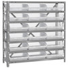 Quantum Storage Systems 1839 Series Economy Shelf Bin Shelving Unit, 18"D x 36"L x 39"H, 7 Shelves, 18 Clear Bins - 1839-110CL