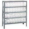 Quantum Storage Systems 1839 Series STORE-MORE Shelf Bin Shelving Unit, 18"D x 36"L x 39"H, 5 Shelves, 32 Clear Bins - 1839-203CL