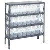 Quantum Storage Systems 1839 Series STORE-MAX Shelf Bin Shelving Unit, 18"D x 36"L x 39"H, 4 Shelves, 24 Clear Bins - 1839-SB803CL