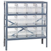 Quantum Storage Systems 1839 Series STORE-MAX Shelf Bin Shelving Unit, 18"D x 36"L x 39"H, 4 Shelves, 12 Clear Bins - 1839-SB808CL