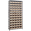 Quantum Storage Systems 1875 Series Economy Shelf Bin Shelving Unit, 18"D x 36"L x 75"H, 13 Shelves, 60 Ivory Bins - 1875-104IV