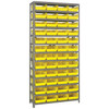 Quantum Storage Systems 1875 Series Economy Shelf Bin Shelving Unit, 18"D x 36"L x 75"H, 13 Shelves, 48 Yellow Bins - 1875-108YL