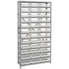 Quantum Storage Systems 1875 Series Economy Shelf Bin Shelving Unit, 18"D x 36"L x 75"H, 13 Shelves, 36 Clear Bins - 1875-110CL