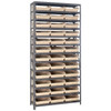 Quantum Storage Systems 1875 Series Economy Shelf Bin Shelving Unit, 18"D x 36"L x 75"H, 13 Shelves, 36 Ivory Bins - 1875-110IV
