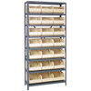 Quantum Storage Systems 1875 Series Stackable Shelf Bin Shelving Unit, 18"D x 36"L x 75"H, 8 Shelves, 21 Ivory Bins - 1875-465IV