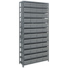 Quantum Storage Systems 1875 Series Shelf Bin Shelving Unit with Super Tuff Drawers, 18"D x 36"L x 75"H, 13 Shelves, 48 Gray Bins - 1875-606GY