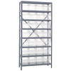 Quantum Storage Systems 1875 Series STORE-MAX Shelf Bin Shelving Unit, 18"D x 36"L x 75"H, 8 Shelves, 28 Clear Bins - 1875-SB808CL