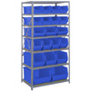 Quantum Storage Systems 2475 Series HULK 24" Container Steel Shelving System, 24"D x 36"L x 75"H, 7 Shelves, 20 Blue Bins - 2475-20-MIXBL