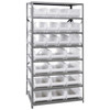 Quantum Storage Systems 2475 Series HULK 24" Container Steel Shelving System, 24"D x 36"L x 75"H, 8 Shelves, 24 Clear Bins - 2475-950952CL
