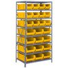 Quantum Storage Systems 2475 Series HULK 24" Container Steel Shelving System, 24"D x 36"L x 75"H, 8 Shelves, 24 Yellow Bins - 2475-950952YL