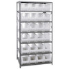 Quantum Storage Systems 2475 Series HULK 24" Container Steel Shelving System, 24"D x 36"L x 75"H, 7 Shelves, 24 Clear Bins - 2475-951CL