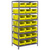Quantum Storage Systems 2475 Series HULK 24" Container Steel Shelving System, 24"D x 36"L x 75"H, 8 Shelves, 21 Yellow Bins - 2475-952YL