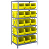 Quantum Storage Systems 2475 Series HULK 24" Container Steel Shelving System, 24"D x 36"L x 75"H, 6 Shelves, 15 Yellow Bins - 2475-953YL