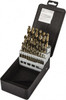 Precision Twist Drill 1/16 to 1/2", 135° Point, Gold Finish, Cobalt Screw Machine Length Drill Bit Set 29 Piece, Split Point, Straight Shank, Series M40CO 099962 - 78582715