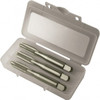 Greenfield Threading Tap Set: M5 x 0.8 Metric, 4 Flute, Bottoming Plug & Taper, High Speed Steel, Bright Finish 2.375" OAL, 6H Class of Fit, Right Hand, 3 Pc 174521 - 55003586
